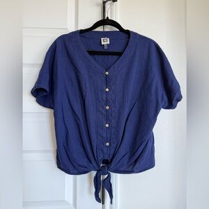 Anne Klein Navy Button-Down Blouse Size Small